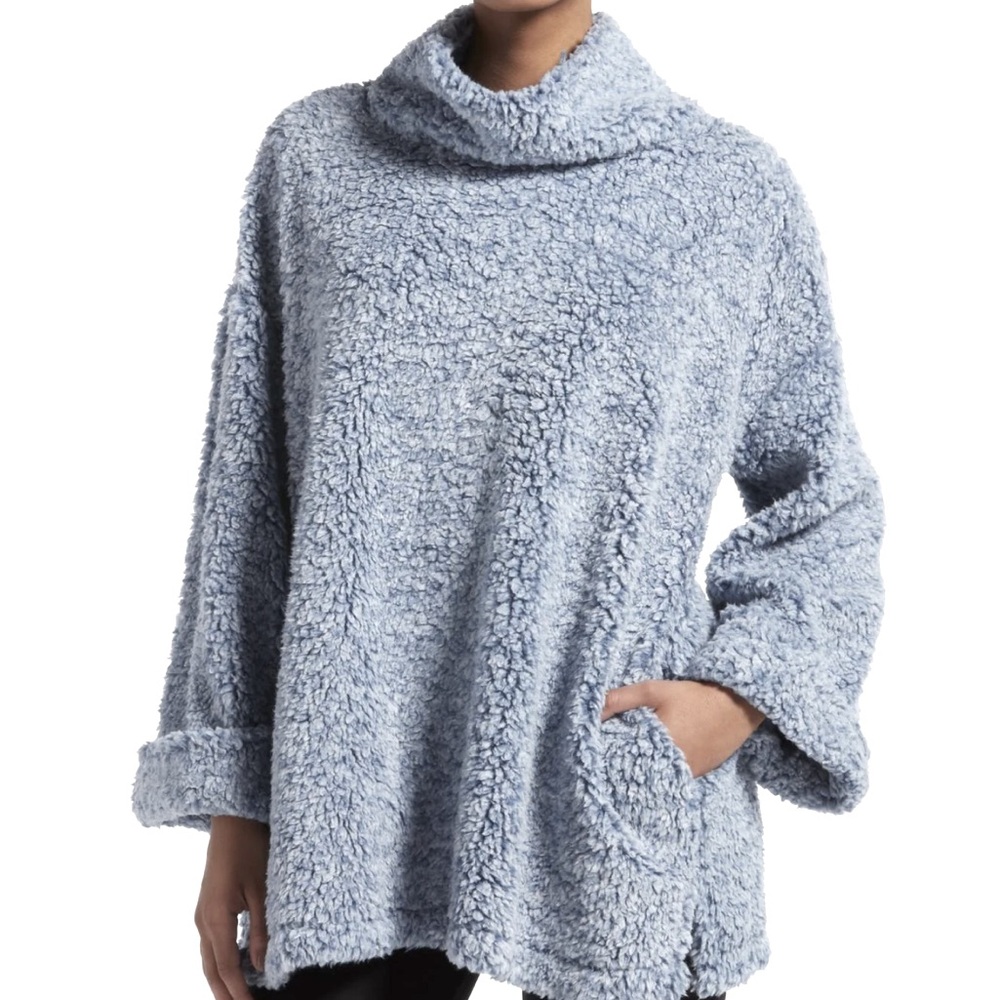 Kendal + Kylie Blue Marled Cowl neck sweater
